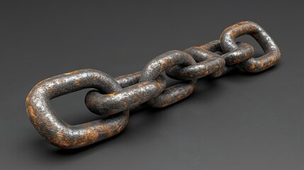 Detailed view of a rusty metal chain, showcasing the intricate details of its structure and texture.