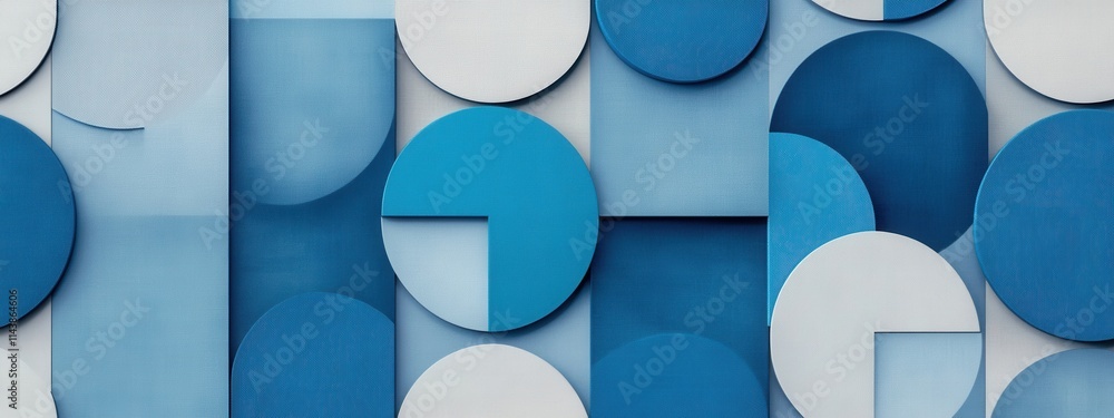 Poster abstract geometric shapes in various shades of blue and white creating a modern and stylish backgrou