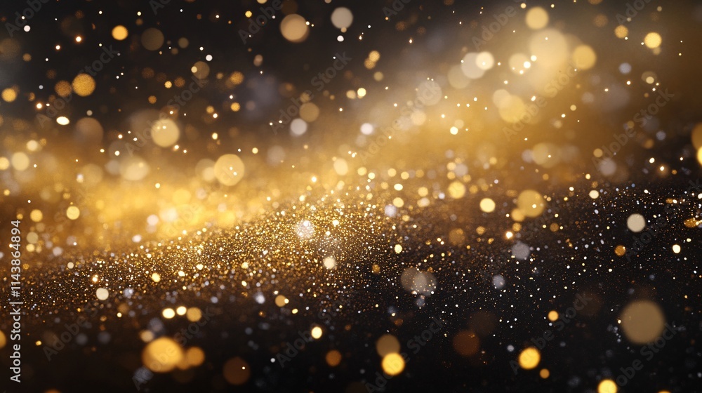 Aufkleber a mesmerizing display of golden glitters sparkling against a dark backdrop, creating a magical atmos