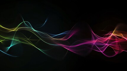 Fototapeta premium A vibrant wave of colorful light trails on a dark background, creating a dynamic and energetic visual effect.