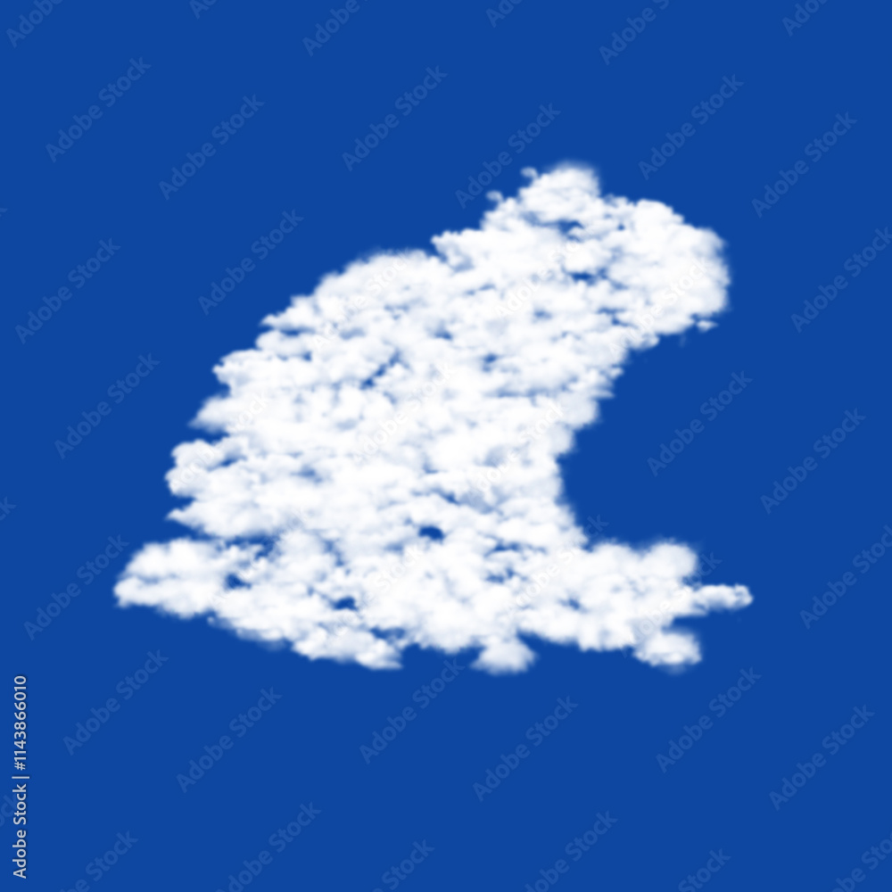 Poster clouds in the shape of a frog symbol on a transparent background. a symbol consisting of clouds in t
