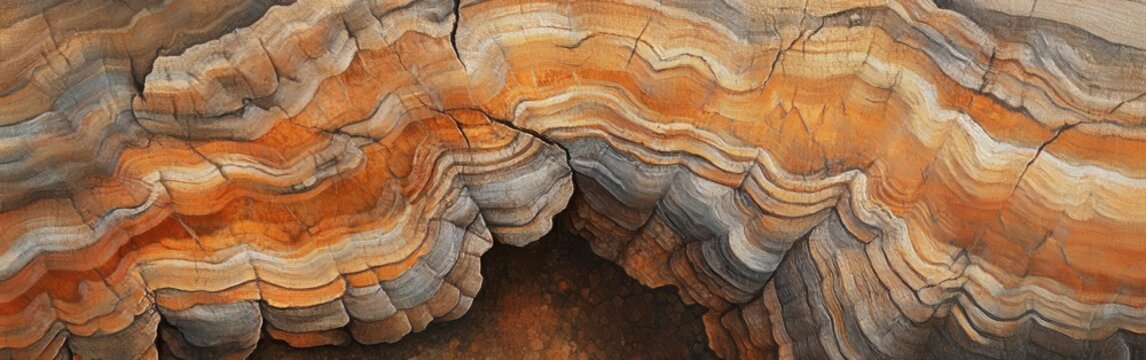 Intricate details of a split log showcasing growth rings and patterns in natural wood texture
