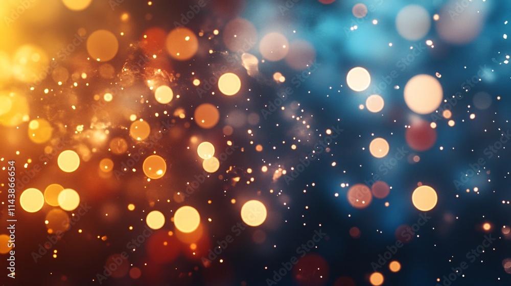 Aufkleber a mesmerizing blend of warm and cool bokeh lights in an abstract backdrop.