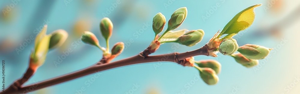 Aufkleber Spring buds begin to open on a tree branch showcasing new life in a vibrant atmosphere