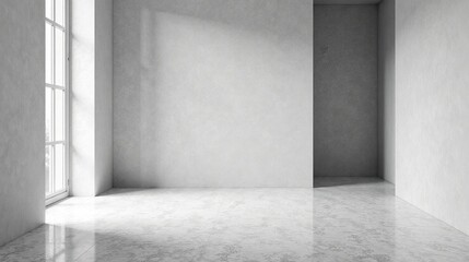 Empty Room with Large Window and Polished Floor, Ideal for Interior Design Presentation