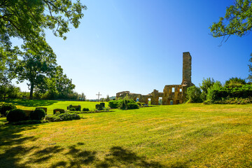 View of the Ober-Werbe monastery ruins and the surrounding landscape
