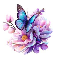 colorful butterfly and flowers