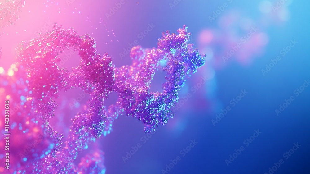 Poster abstract representation of molecular structures in vibrant colors.