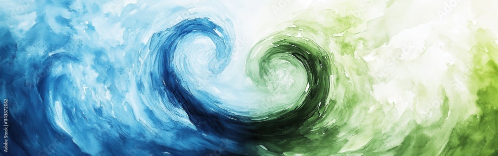 Poster Swirling blue abstract watercolor textures creating a dynamic and captivating visual experience