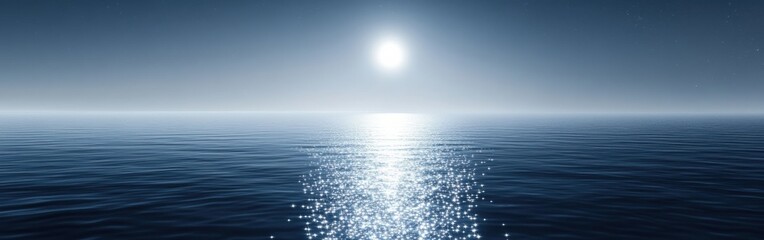 Obraz premium Water sparkles create an enchanting effect under the sun over a calm sea at twilight