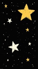 Simplified Starry Night with Exaggerated Stars