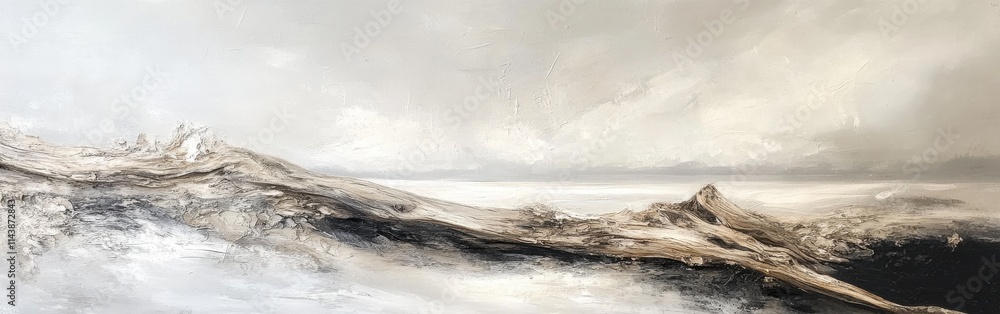 Poster weathered driftwood caught in an abstract landscape with soft hues and dynamic textures