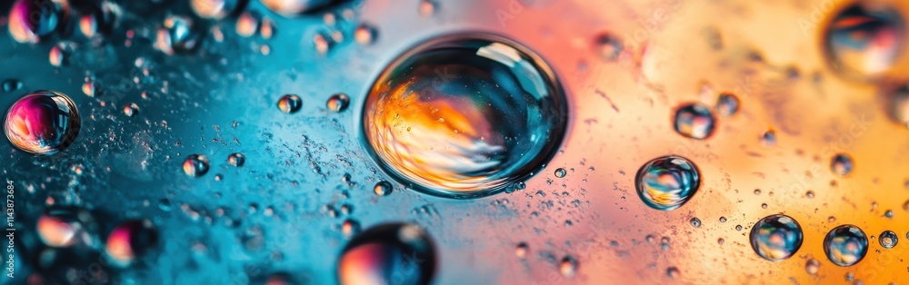 Poster swirling oil and water create vibrant colors in dynamic abstract composition