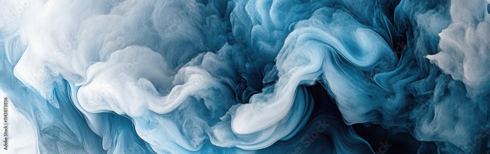 Aufkleber Swirling clouds in shades of blue and white create a mesmerizing abstract artwork capturing depth and motion