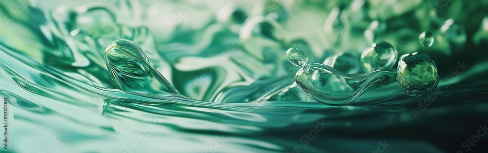 Poster Swirling water quills create abstract forms in dynamic motion under soft light