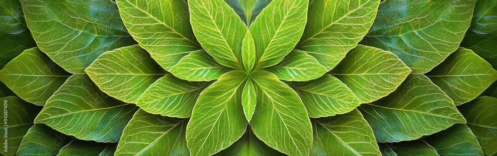 Poster leaf arrangement showcasing vibrant greens and intricate patterns in a natural environment