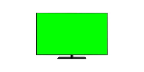 Modern TV green screen on transparent background. Cut out png
