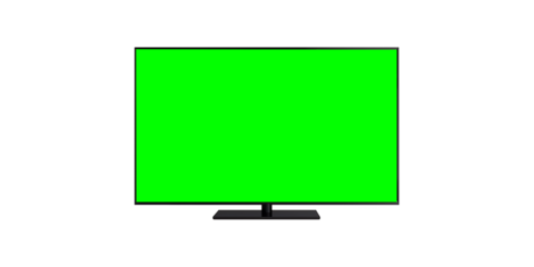 Modern TV green screen on transparent background. Cut out png