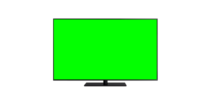 Modern TV green screen on transparent background. Cut out png