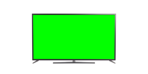 Modern TV green screen on transparent background. Cut out png