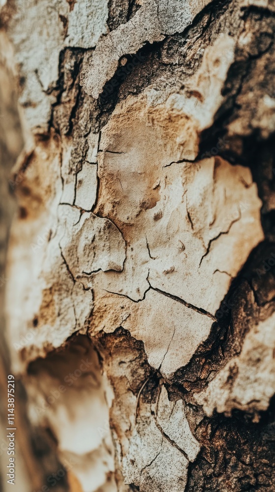 Poster close-up of textured bark on an ancient tree showcasing natural patterns and cracks