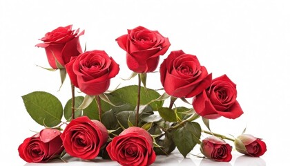 Obraz premium Stunning Bouquet of Red Roses on White Background