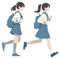 High School Female Student Running.