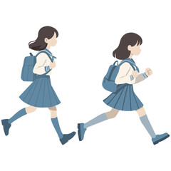 High School Female Student Running.