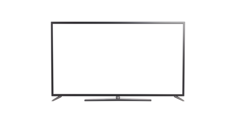 Modern TV screen on transparent background. Cut out png
