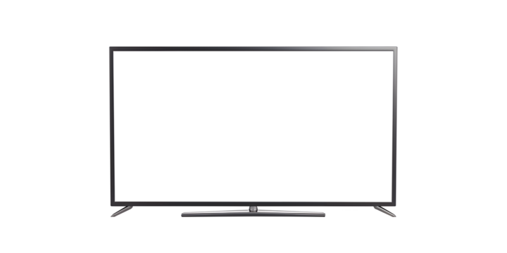 Modern TV screen on transparent background. Cut out png