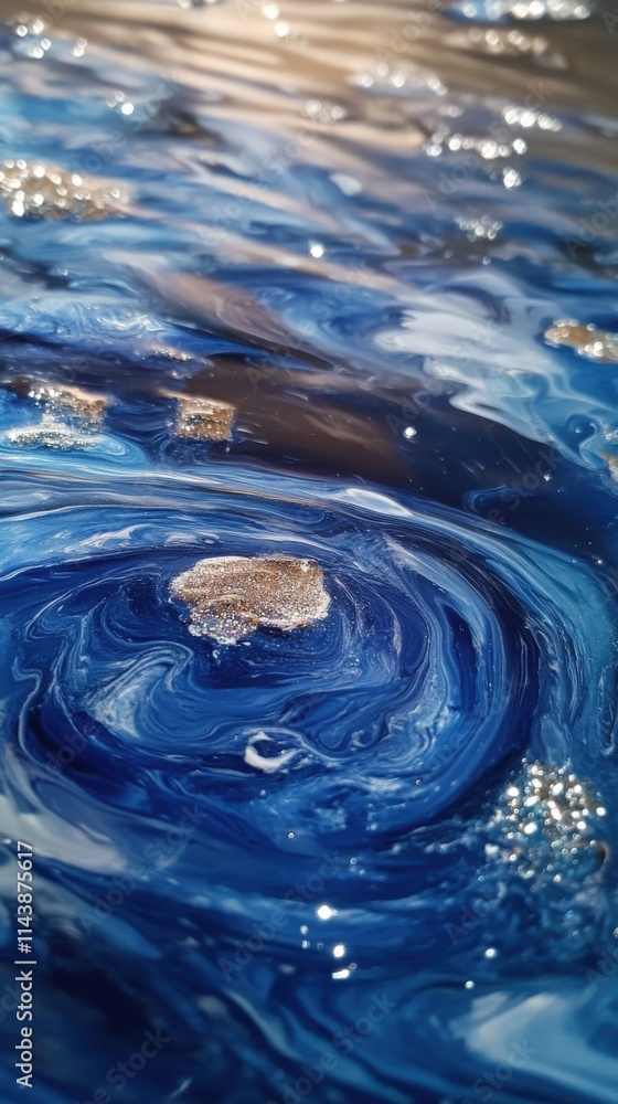 Poster swirling currents create captivating reflections in clear water at a serene location