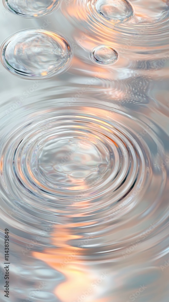 Aufkleber softly illuminated water surface creates captivating circular reflections during twilight hours