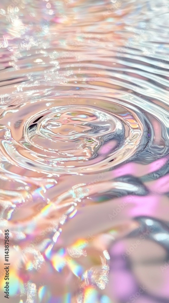 Aufkleber Soft illumination creates circular patterns on water surface during calm evening hours by a tranquil lakeside