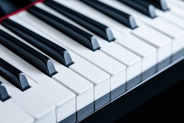 Naklejka premium Close-up of a grand piano showcasing its elegant design and sophisticated craftsmanship.