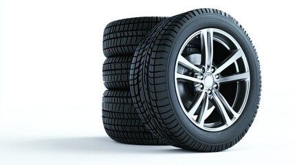 Obraz premium Stacked Car Tires with Clean Design