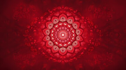 Intricate Red Mandala Design with Radiating Patterns and Textures, Perfect for Backgrounds, Digital Art, and Meditation Themes in Vibrant and Deep Hues