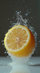 Stunning Lemon Slice in Water Splash: A Vibrant Food Photography Masterpiece