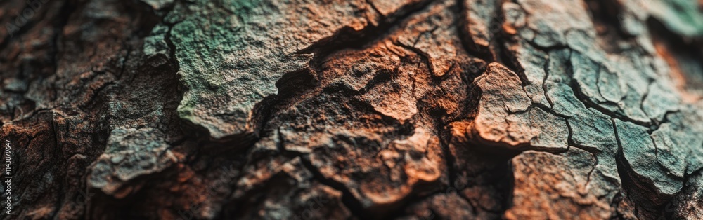 Poster intricate grooves of aged tree bark reveal natural textures and patterns found in forest environment