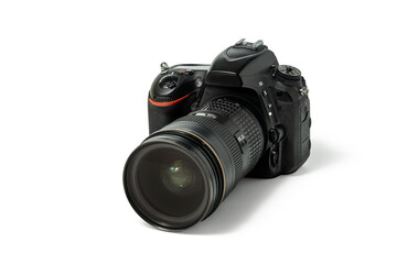 Fototapeta premium Generic digital SLR camera with 24 to 70 millimeters lens isolated on white background with clipping path included