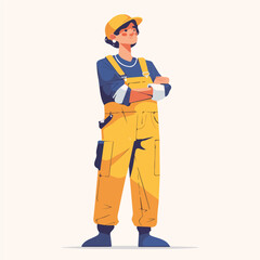 Vector illustration of a female worker