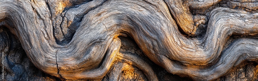 Poster Twisted tree roots reveal intricate textures and patterns in stunning extreme macro view in natural setting