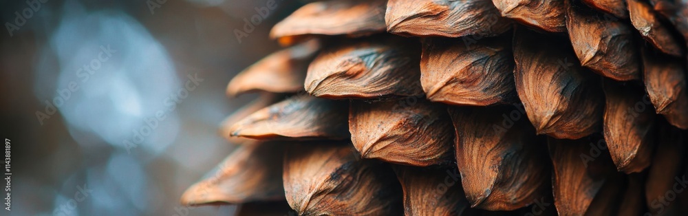 Poster extreme close-up of pine cone scales revealing intricate textures and natural patterns found in fore