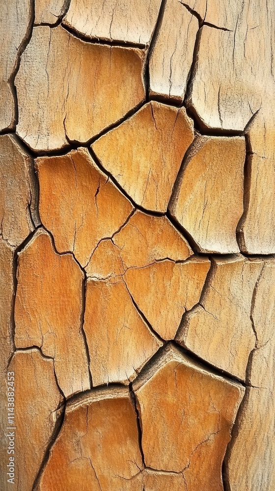Poster close-up view of cracked wood surface revealing natural textures and patterns in a weathered log