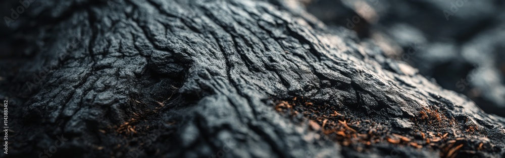Poster detailed macro capture of rough bark showcasing intricate textures and colors found in natural wood 