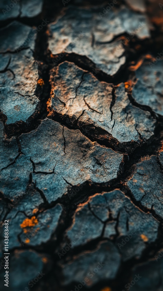 Aufkleber Macro view of rugged bark showing intricate textures and patterns in natural setting during golden hour