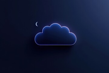 Glowing cloud and crescent moon representing night sky and cloud computing
