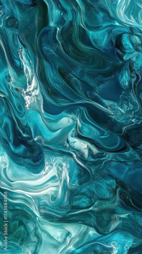 Aufkleber Dynamic patterns of azure waves flowing gracefully in an abstract display of motion and color