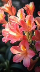 Fototapeta premium Vibrant spring flowers bloom with vivid colors in a close-up view during the warm sunlight of the season