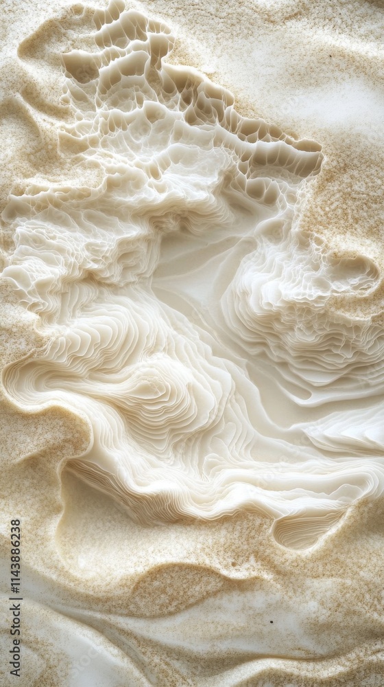 Aufkleber Swirling sand patterns create intricate designs on a serene beach during low tide under the warm sunlight
