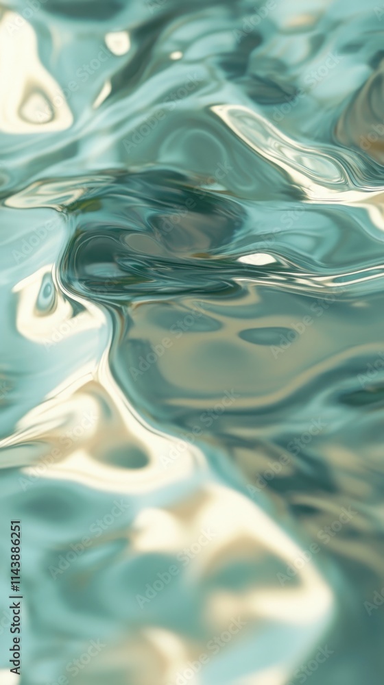 Poster close-up view of rippling water reflecting light in an abstract pattern during midday sunlight